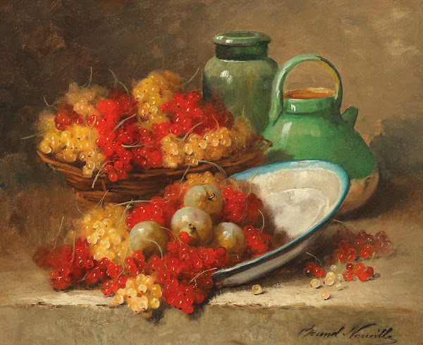 Still life with currant and a green pitcher