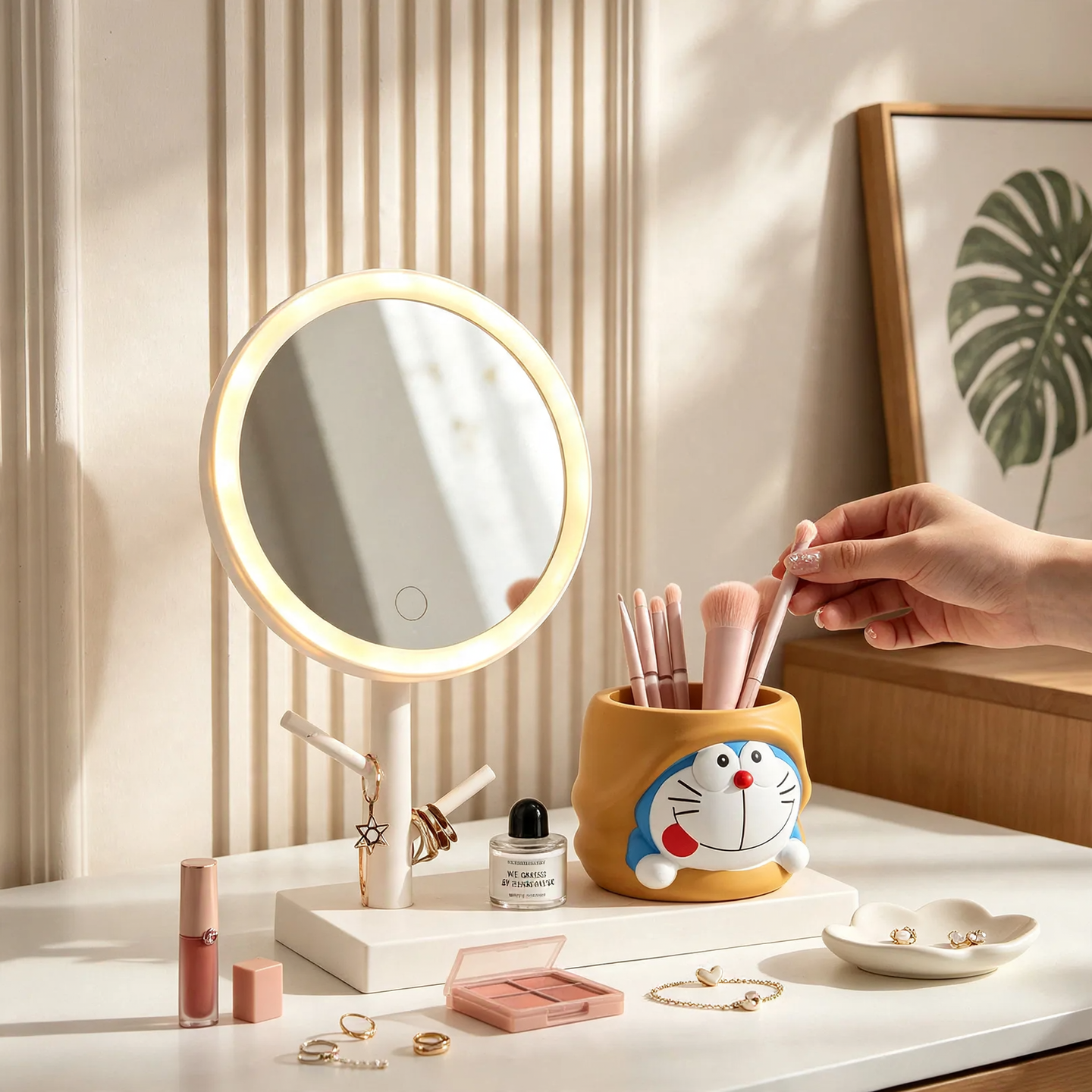 LED Makeup Mirror with Storage