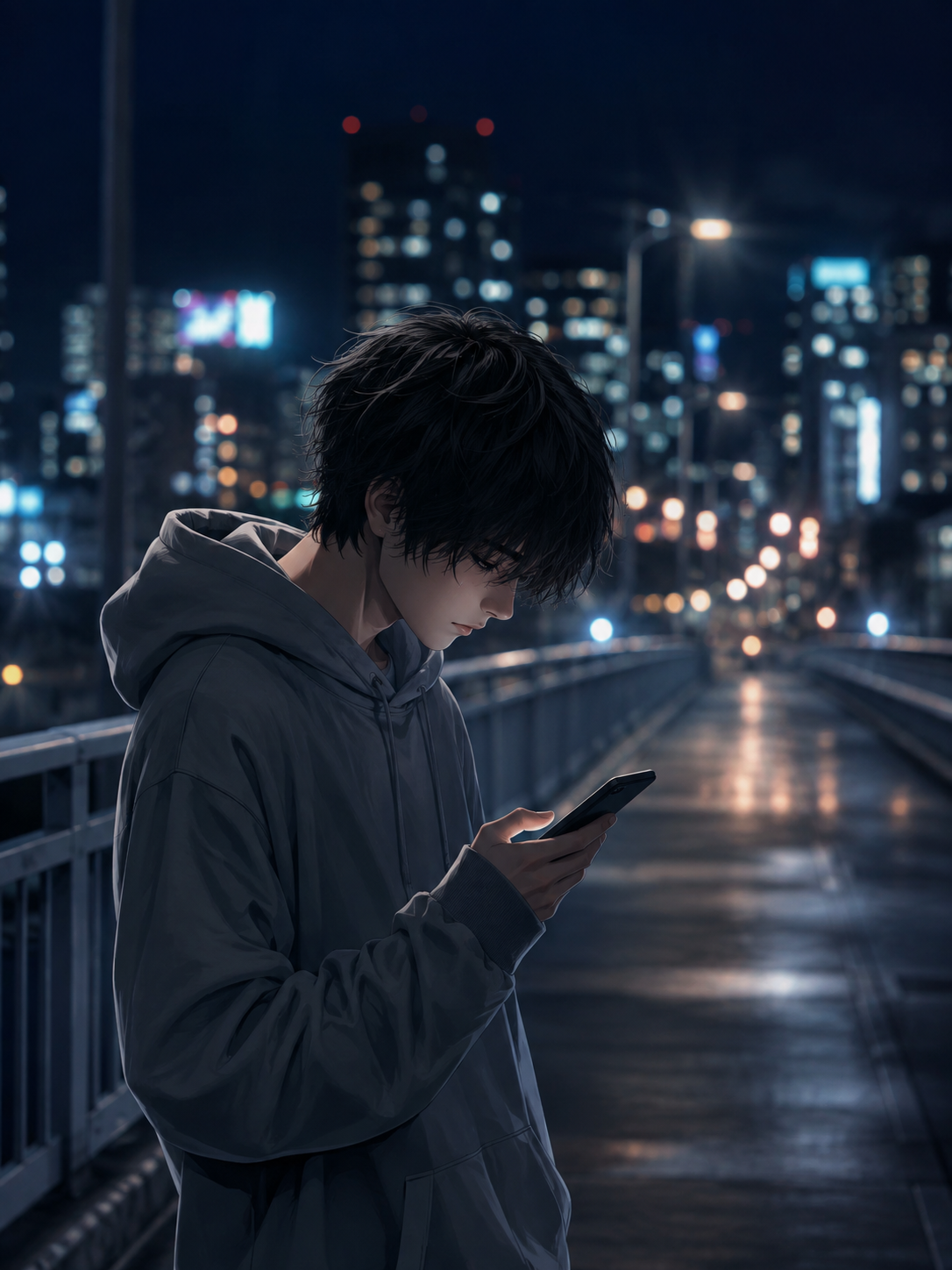 スマホの連絡先を見つめる姿