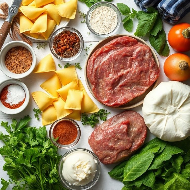 Ingredients for Creamy Garlic Steak Tortellini Skillet Dinner – Quick & Flavorful Family Dinner