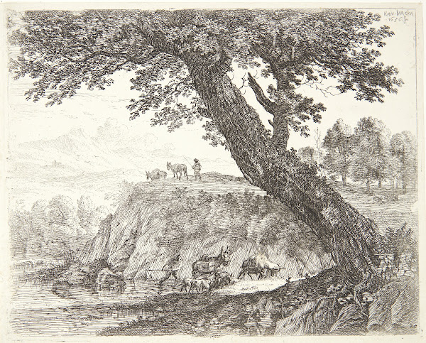 Landskab med to æseldrivere 1656