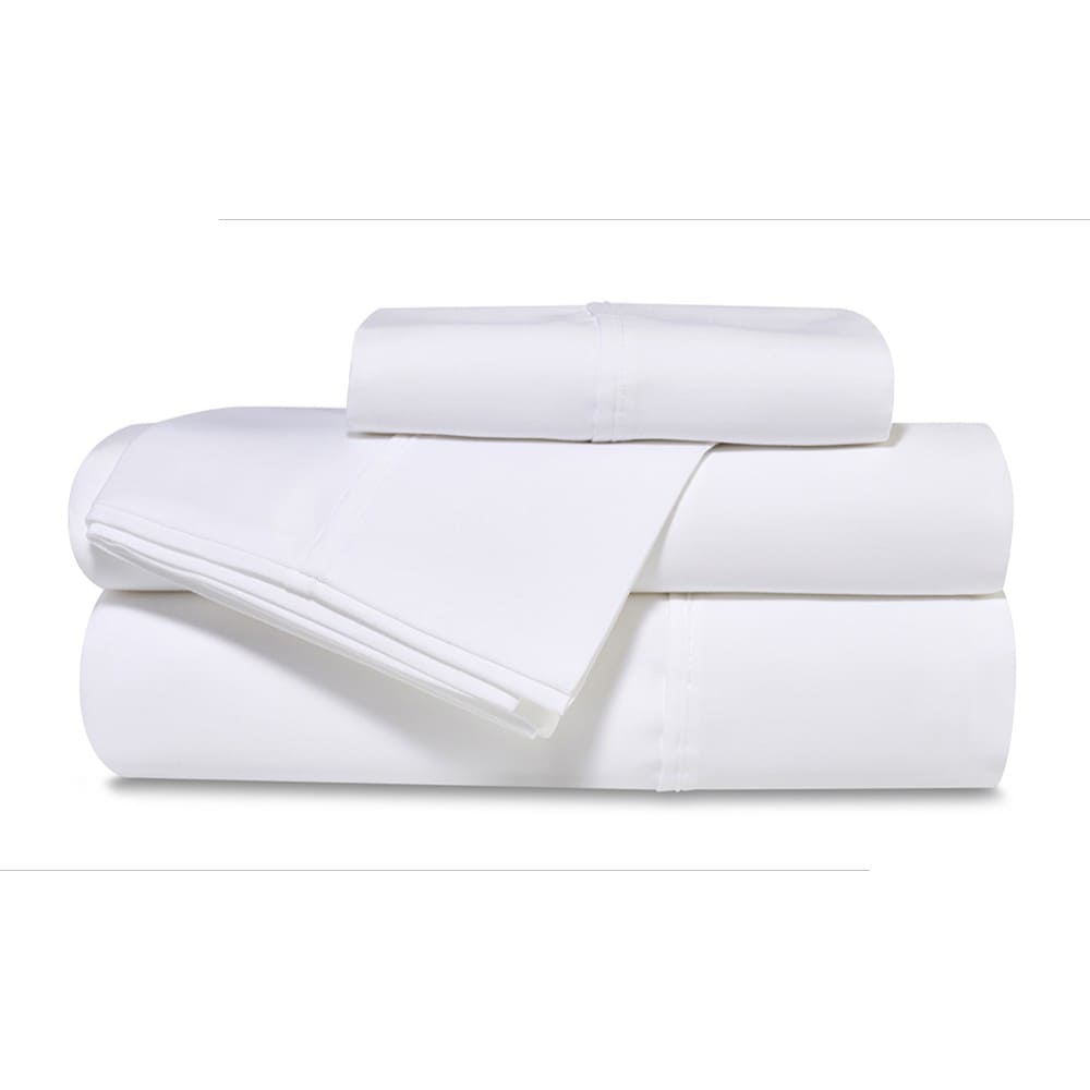 Set de sábanas matrimoniales de tencel satinado Luxor™ de 300 hilos, color blanco, 4 piezas