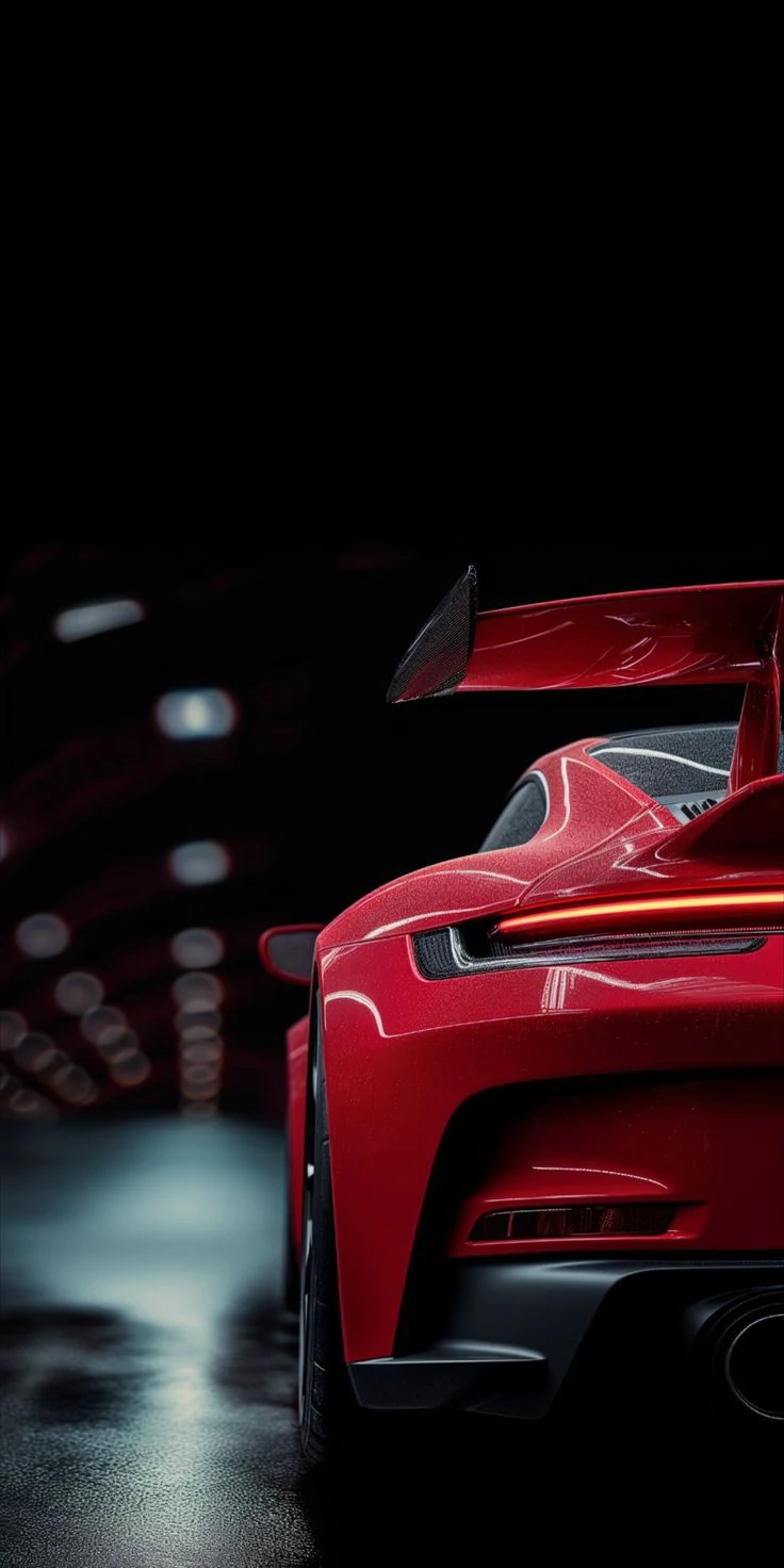 Red Porsche 911 GT3 - Automotive Photography iPhone Wallpaper (736x1472)