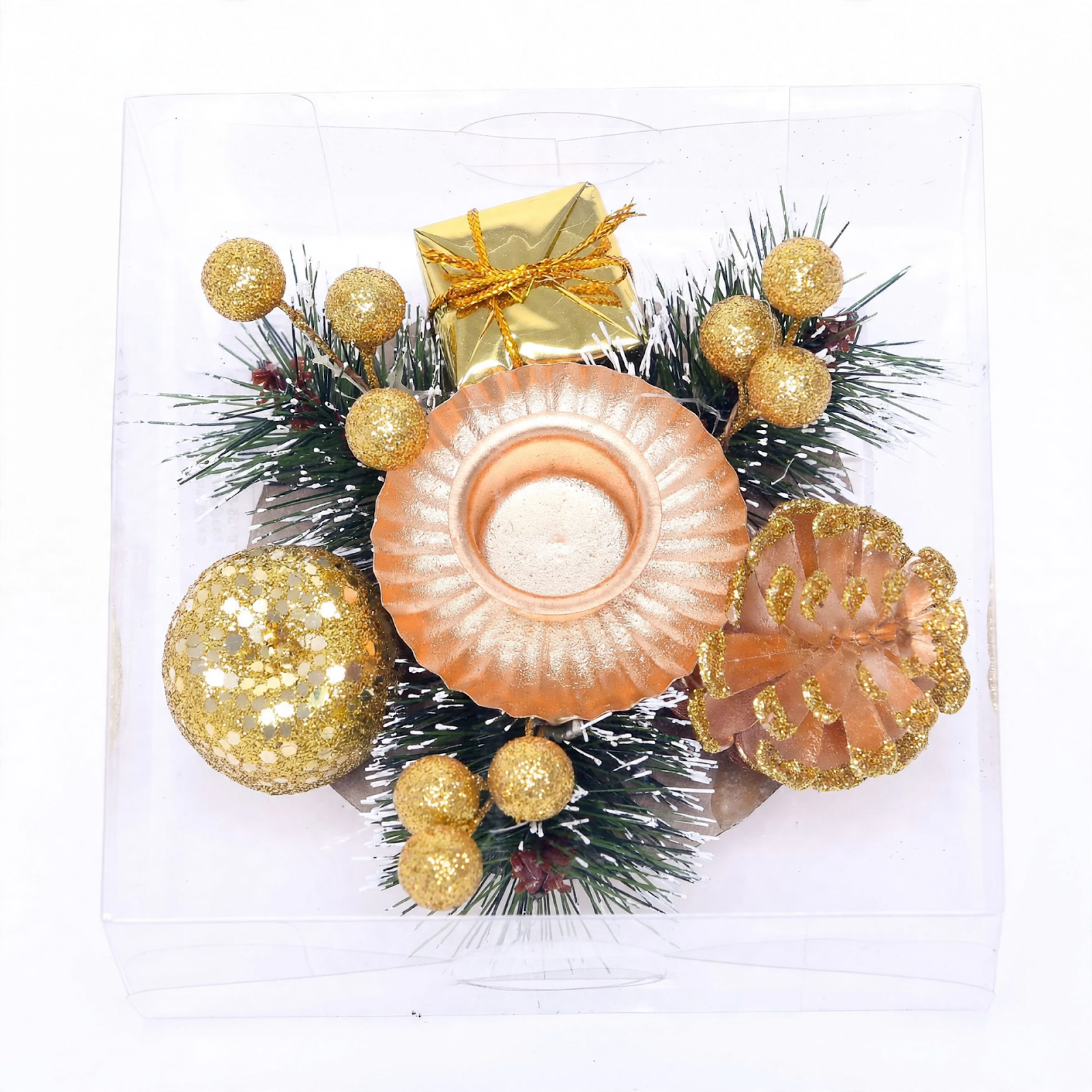 Christmas Candle Wreath with Pine Cones 12 cm