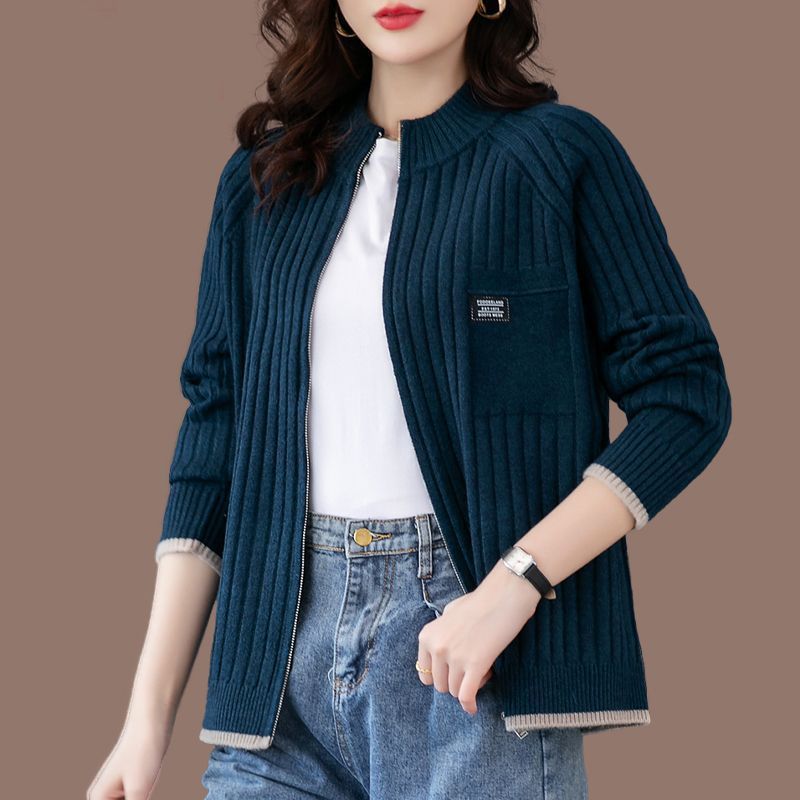 Women's Zip Cardigan, Striped