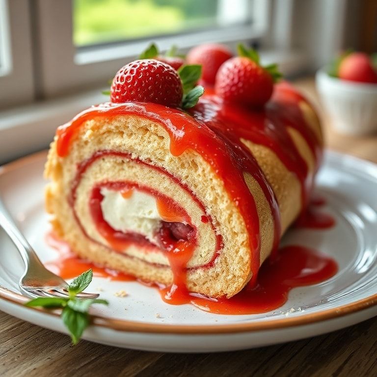 Easy Strawberry Shortcake Roulade Recipe for Summer Dessert - Quick & Homemade Delight finished