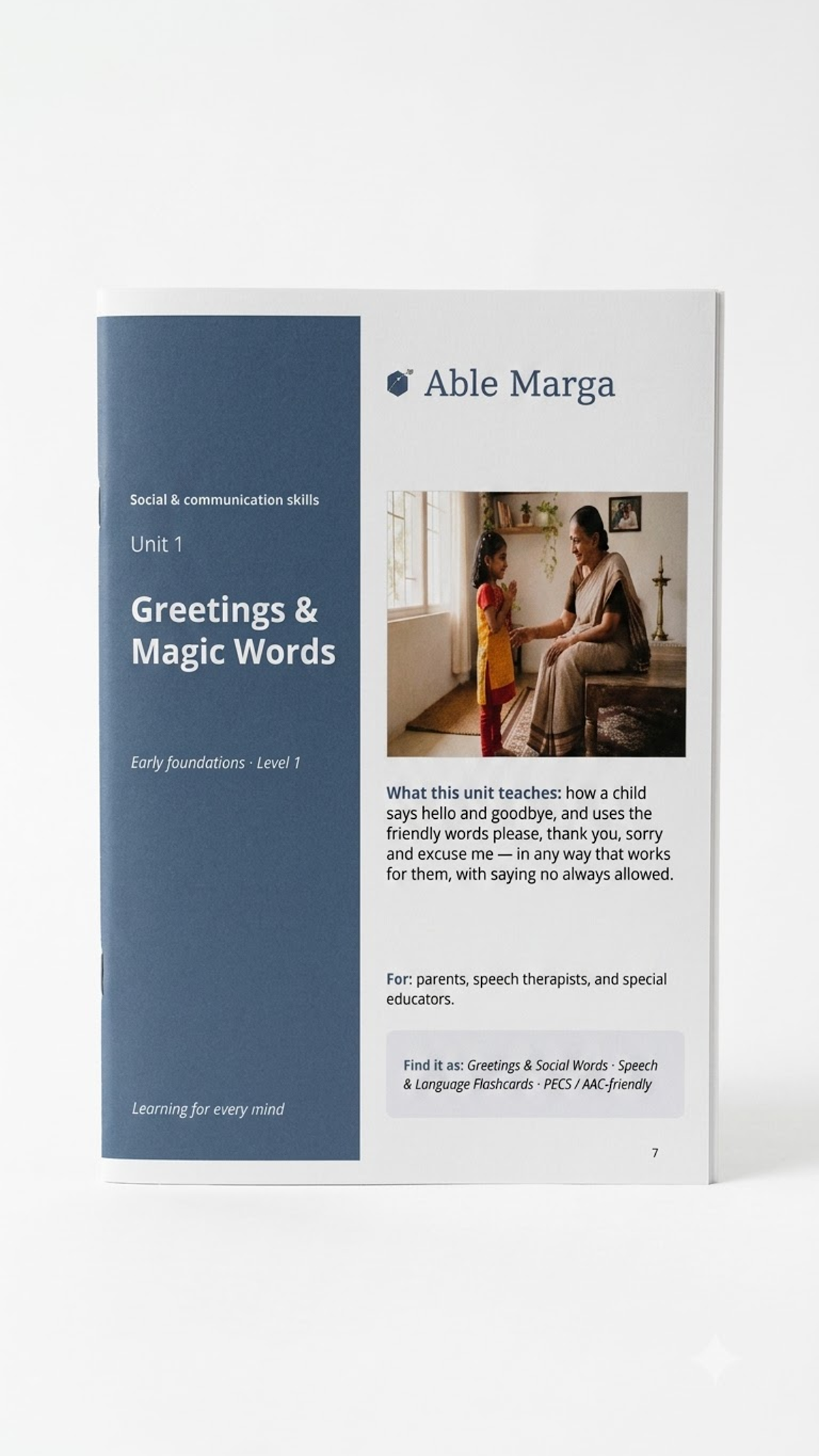 Able Marga Social and Communication Skills Level 1 curriculum cover