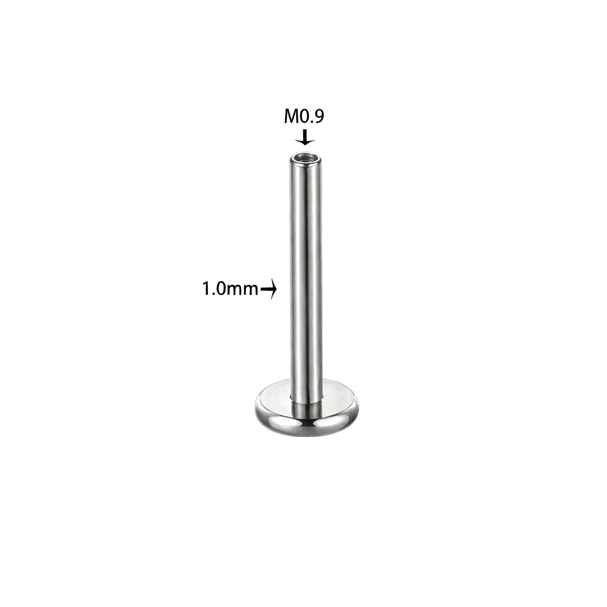 Titan-Piercingstab, flache Basis, Innengewinde