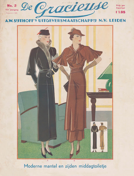 De Gracieuze  Moderne mantel en zijden middagtoiletje 1935