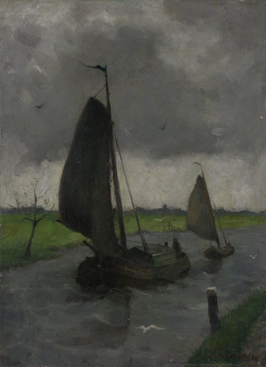 Watercourse with Sail Barges 1885   1912