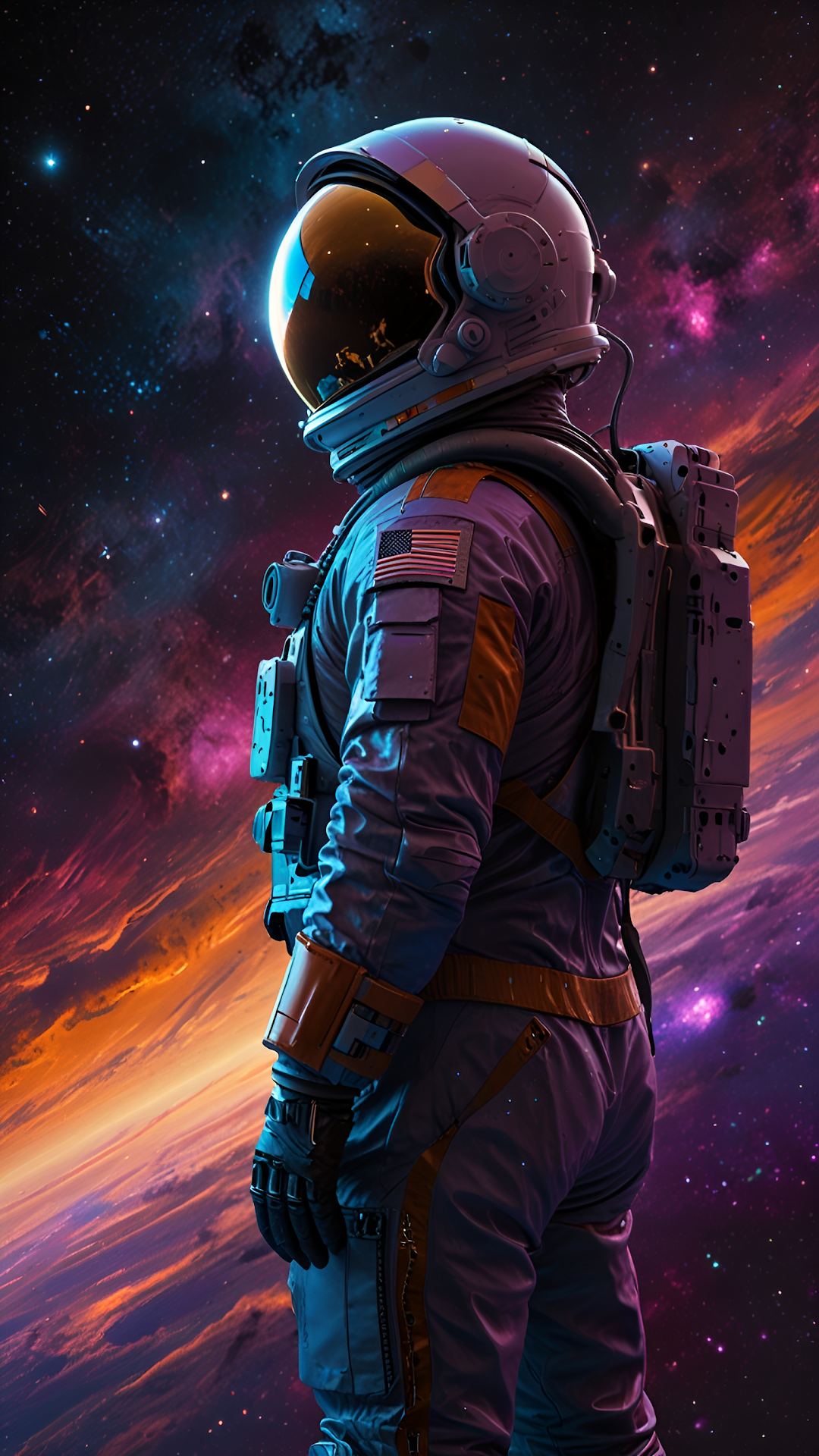 Astronaut Spacesuit Cosmic Nebula Vibrant Space Exploration - Free 4K mobile Wallpaper