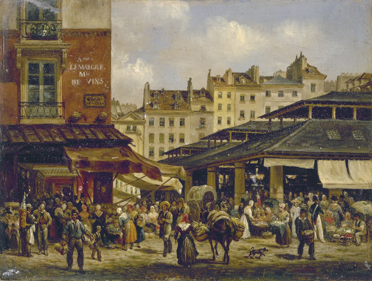 Les Halles et la rue de la Tonnellerie 1828
