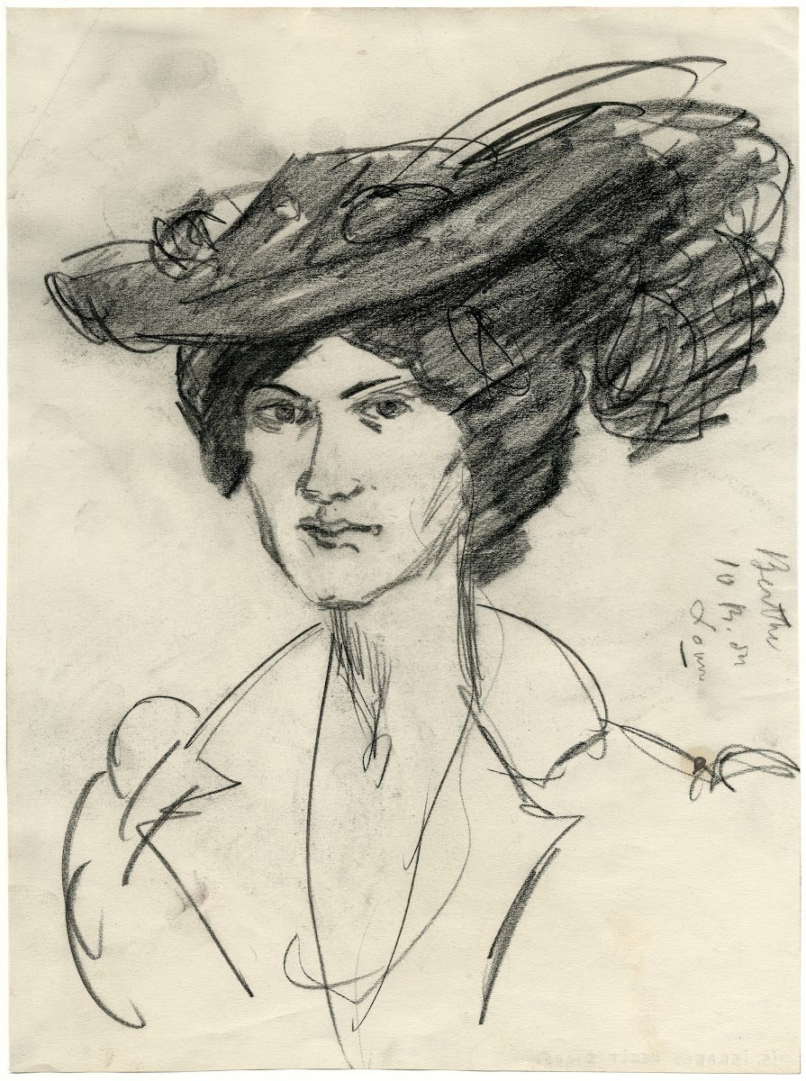 Jonge vrouw met grote hoed Berthe 1905