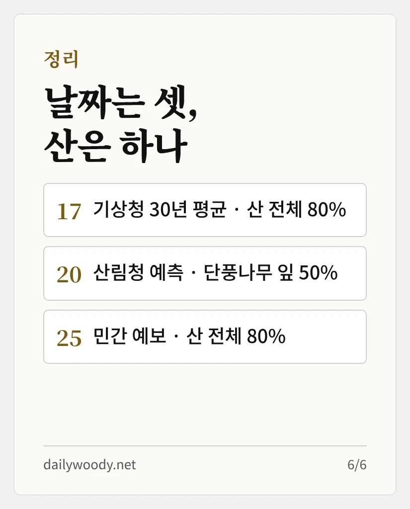 날짜는 셋, 산은 하나 — 세 날짜의 기준 정리 (카드 6/6)