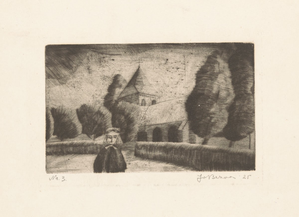 Meisje bij een kerk 1925