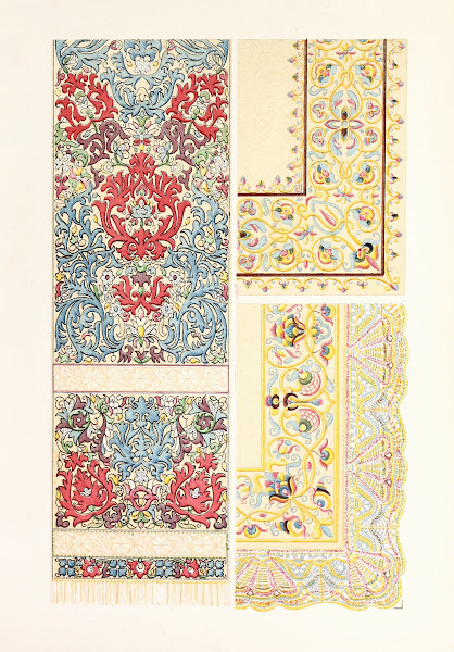 Linen Scarf Embroidered With Silk Ancient Embroidered Silk Table Cover 1858