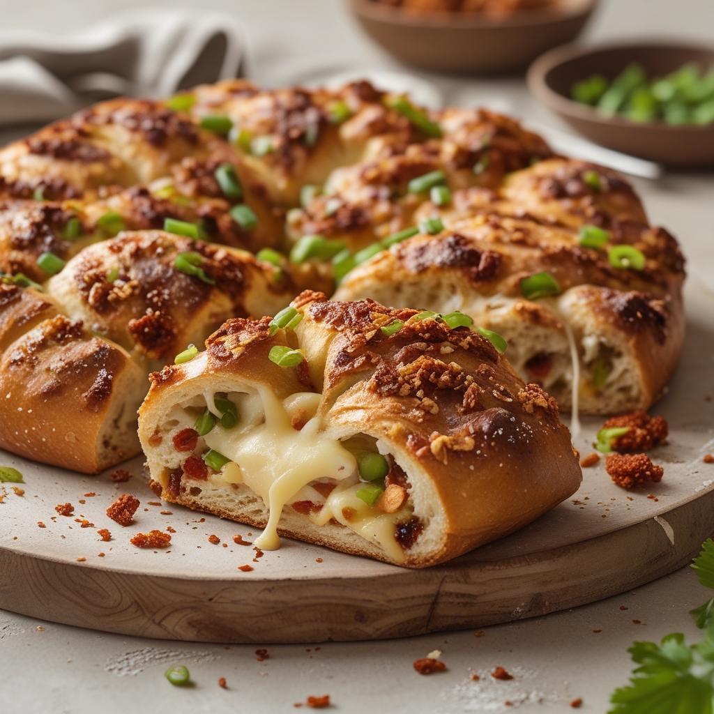 Final Fiery Chili Crunch & Scallion Pull-Apart Bread with Mozzarella Swirls