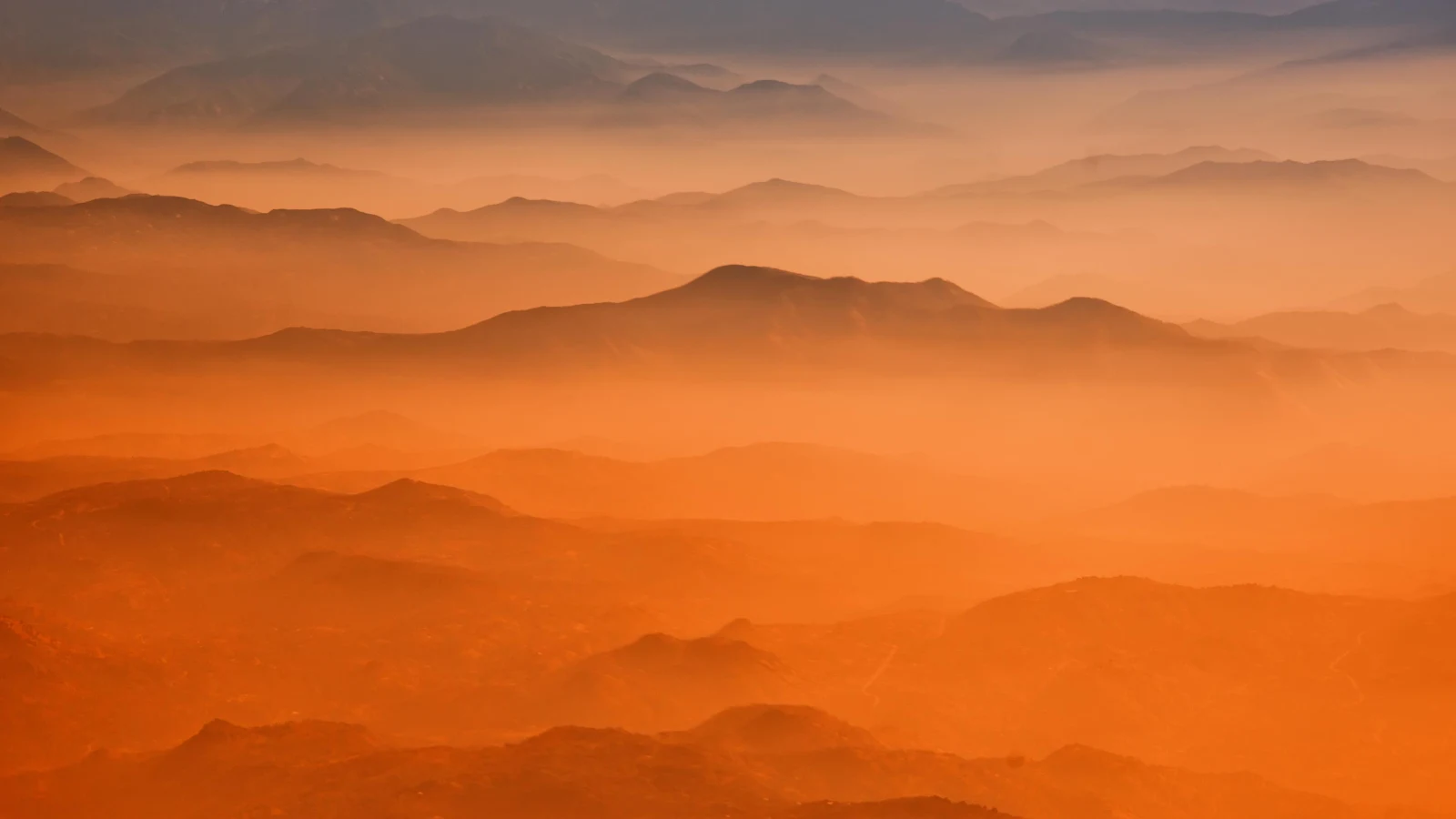 Mountain Range, Aerial View, Golden Hour, Misty Landscape 4K Wallpaper Background (3840x2160)