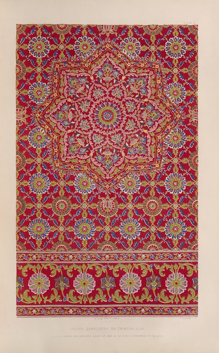 Indian embroidery on crimson silk 1851   1853