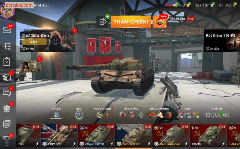Acc WOT Blitz giá rẻ với đầy đủ xe cấp 10 như T62A, Obj.268,...