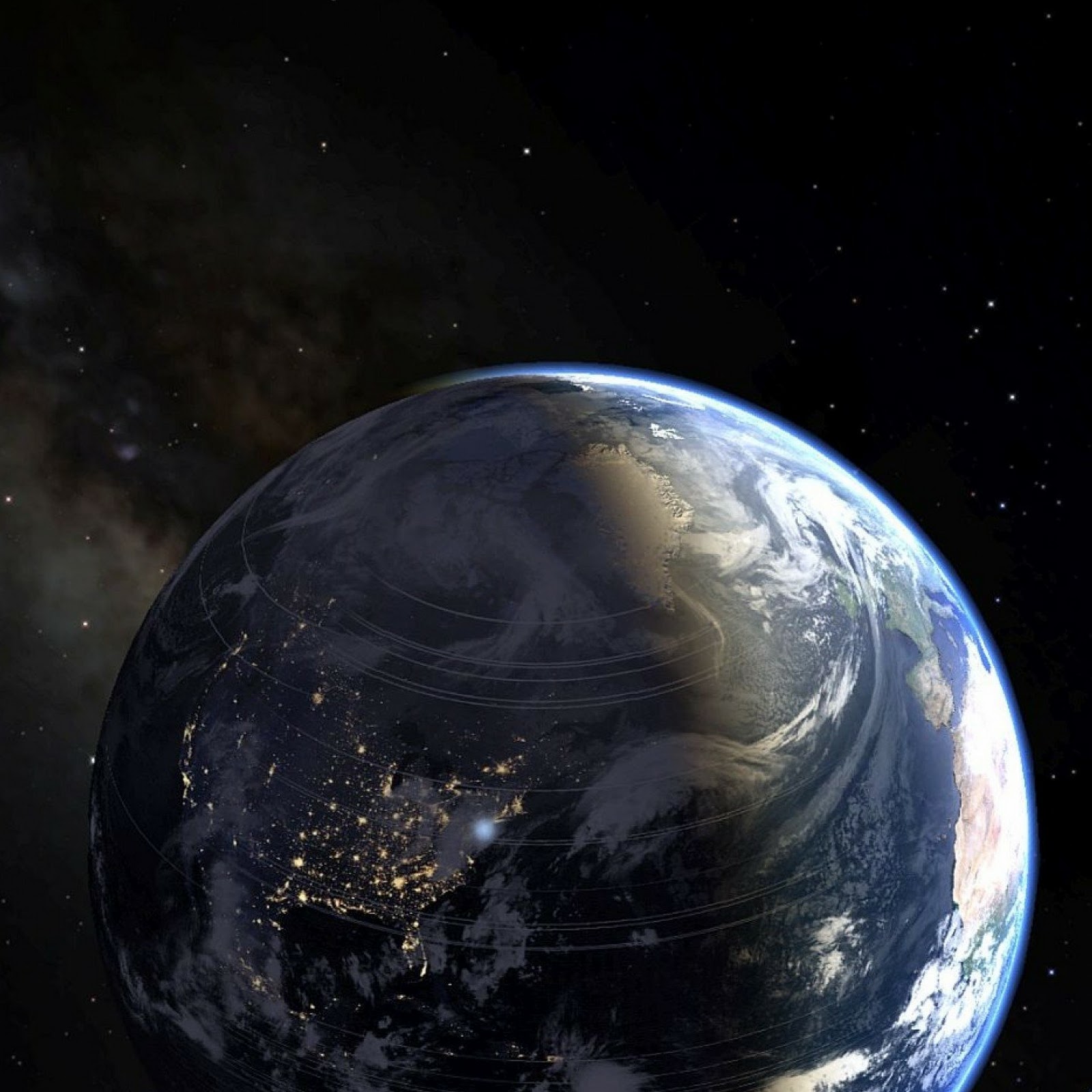 Download Earth, Space, Planet, Nightlights, Orbit 2K iPhone