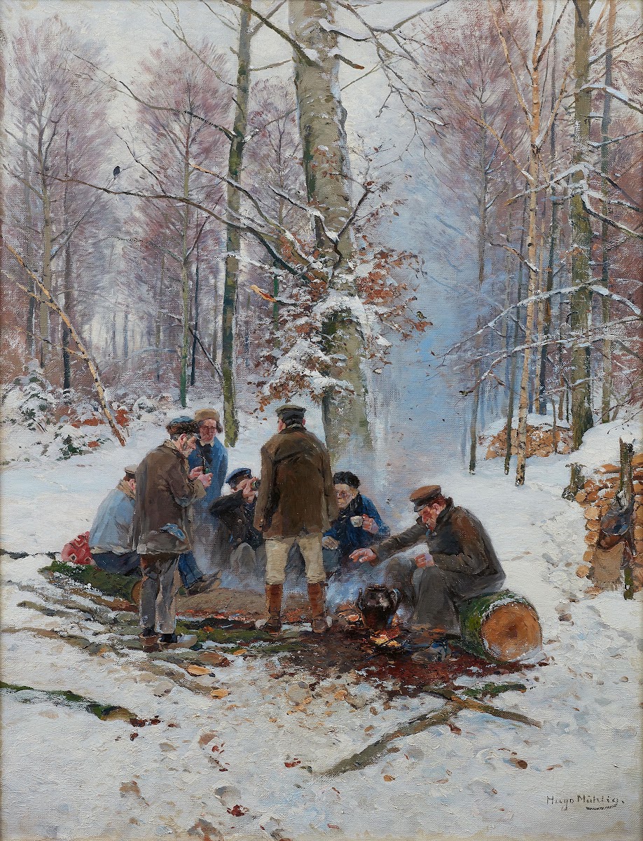 Holzfäller am Feuer