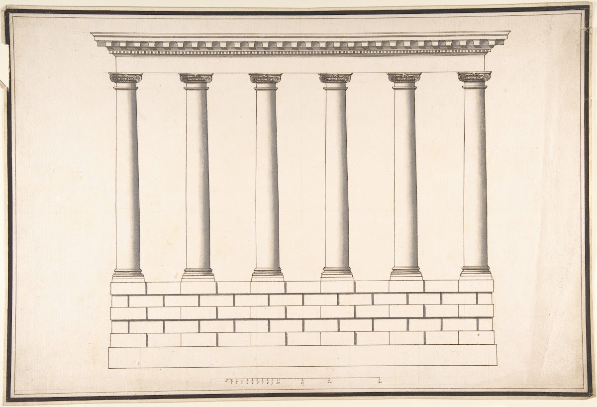 Ionic Colonnade 6 Columns on Rusticated Base 16881782
