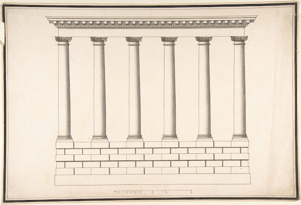 Ionic Colonnade 6 Columns on Rusticated Base 16881782