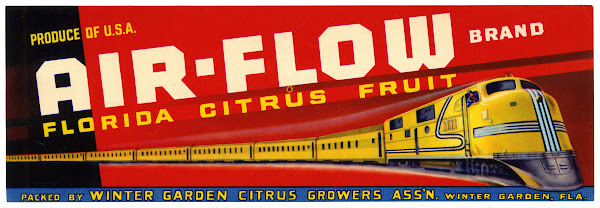 Air Flow Brand Florida Citrus Fruit Label 1930 1950
