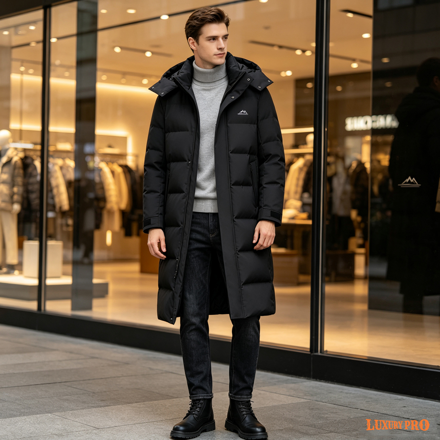 2D Long style down jacket with a hood