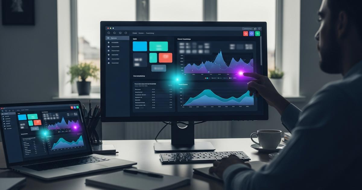 Specialist optimizare SEO Chisinau analizând rapoarte de trafic pe monitor în birou modern