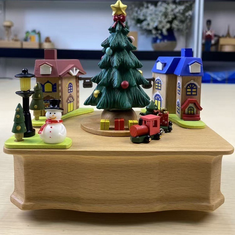 Decorative Christmas Music Box made of Wood