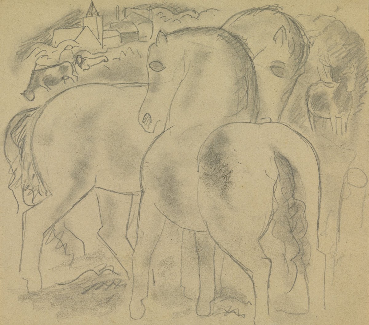 Landschap met paarden 20th century