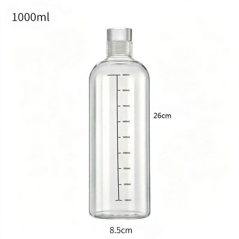 Hochborosilikat-Glasflasche zum Abfüllen, transparent