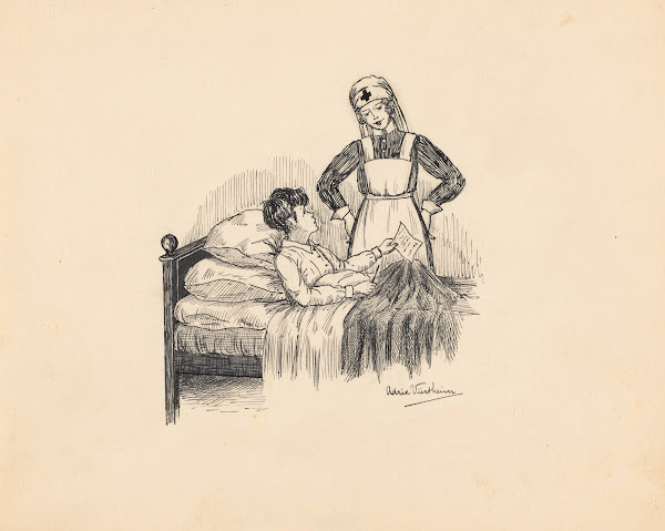 Zuster aan het bed van een jongen