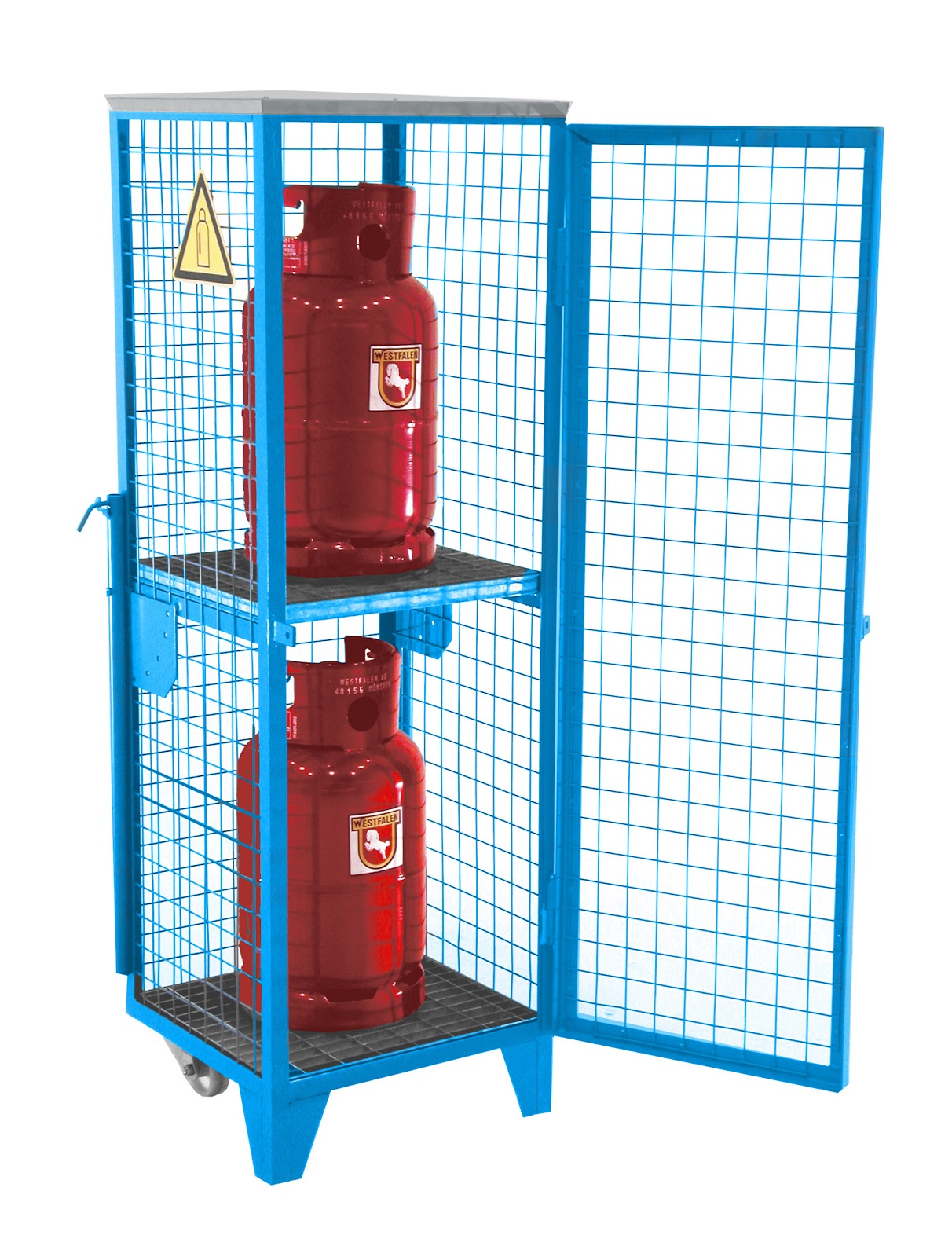Gasflessen-depot GFD-R 2, gelakt, Lichtblauw