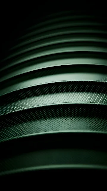 Dark Green Textured Abstract Ribbed Metal Surface