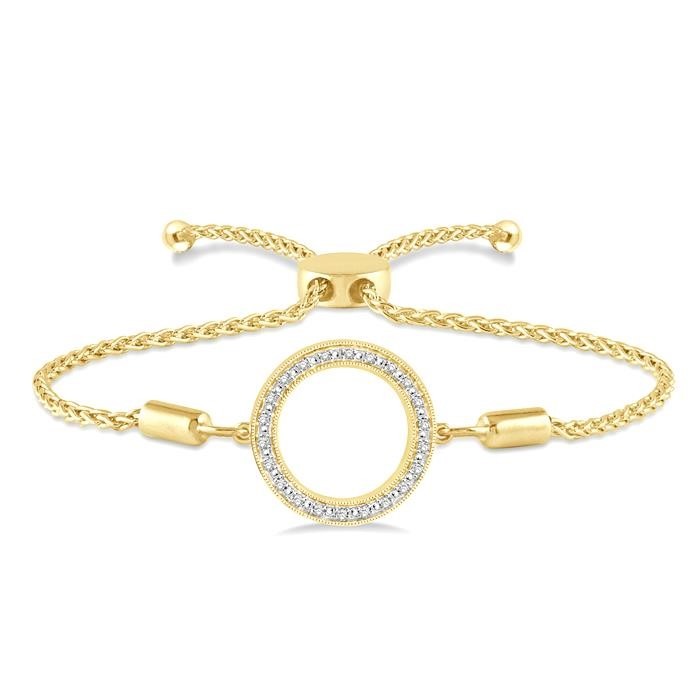 Gold Vermeil Circle Diamond Lariat Bracelet