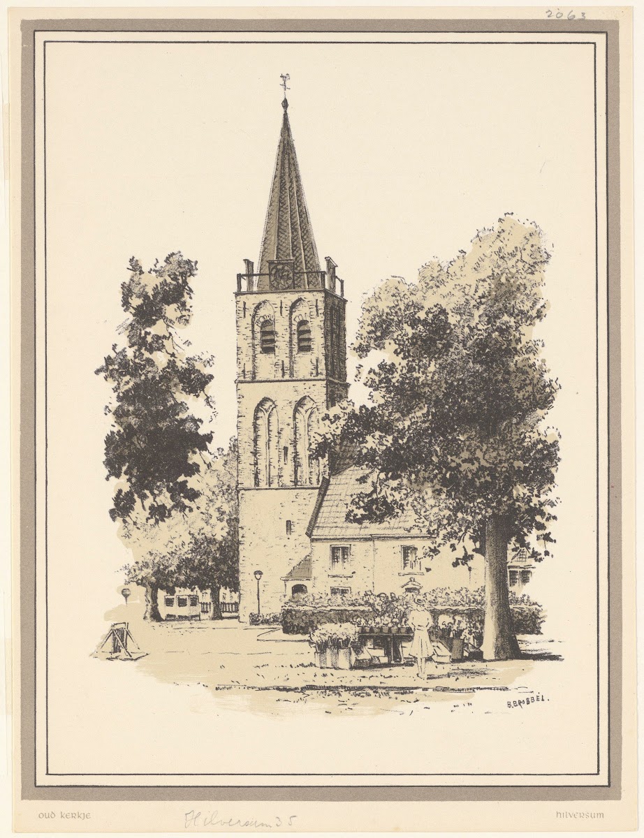 De Kerkbrink met de later afgebrande oude Hervormde Kerk