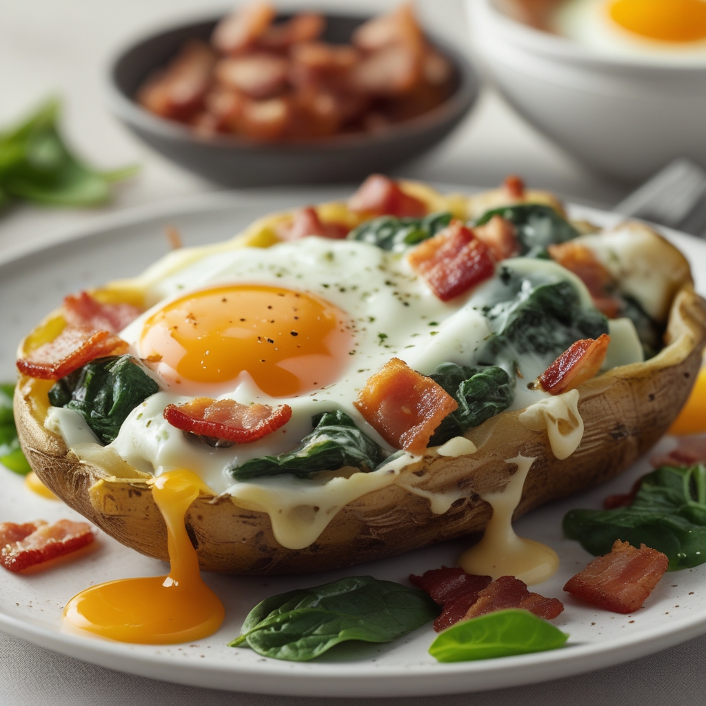 Final Cheesy Spinach & Bacon Stuffed Breakfast Potatoes