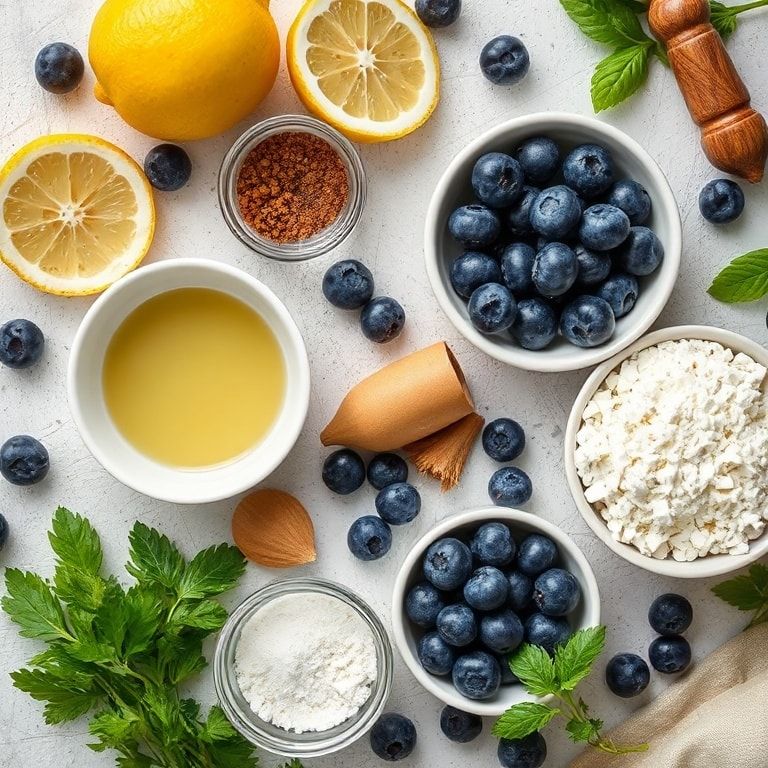 Ingredients for Easy No Churn Blueberry Lemon Sorbet Recipe – Refreshing and Simple