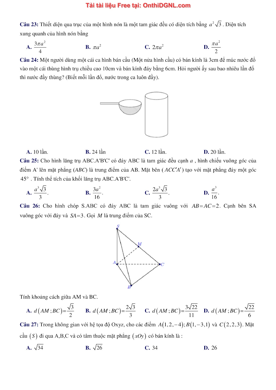 1300 bài tập môn Toán - Ôn thi ĐGNL ĐHQG Hà Nội Phần 15