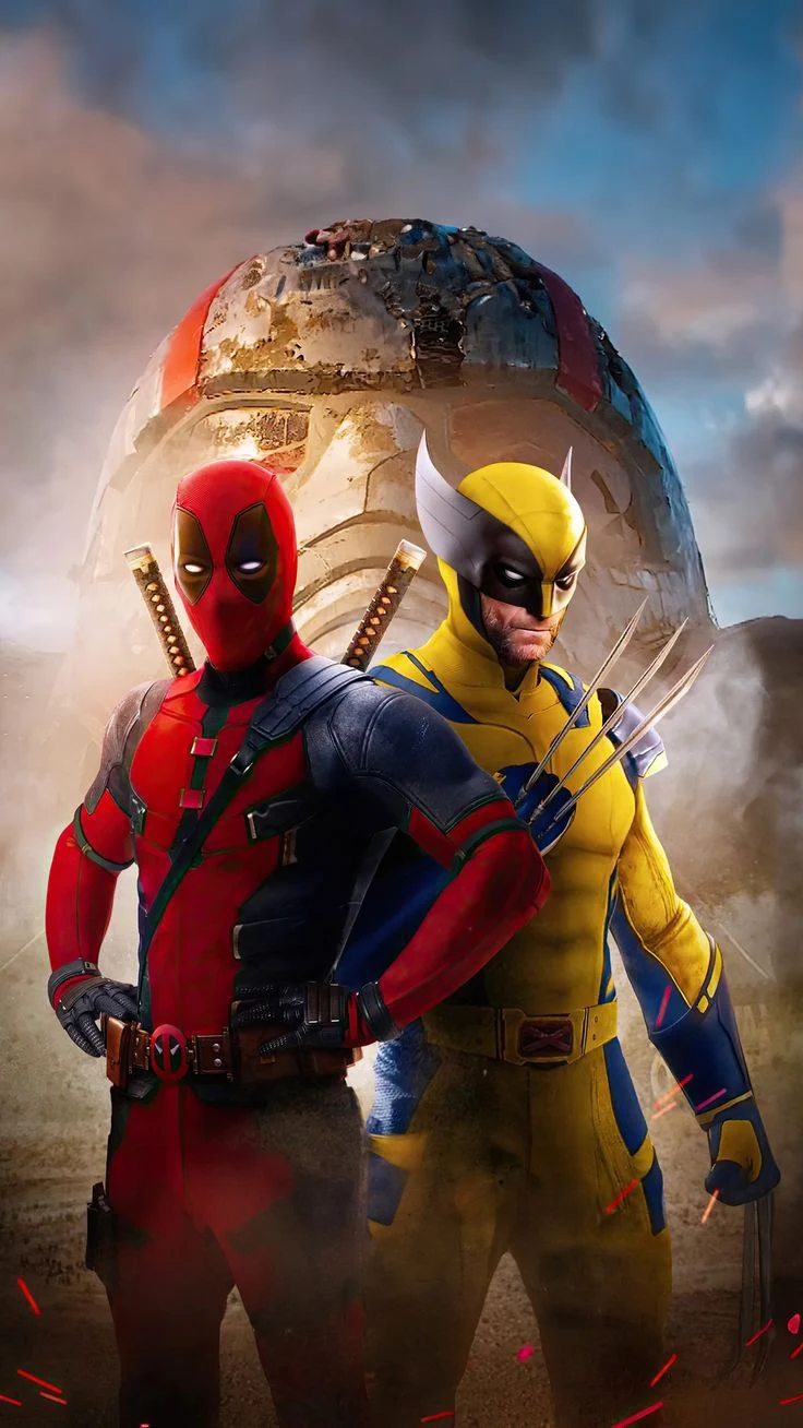 Deadpool and Wolverine Heroic Pose - Digital Art iPhone Wallpaper (736x1308)