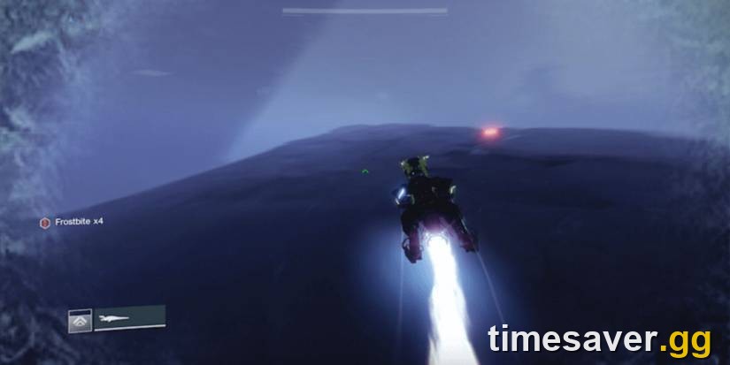 Opening Sparrow traversal through the Europa blizzard with the Frostbite debuff stacking