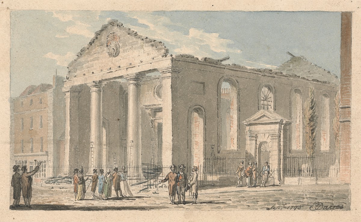 St Pauls Church Covent Garden after the fire 1795