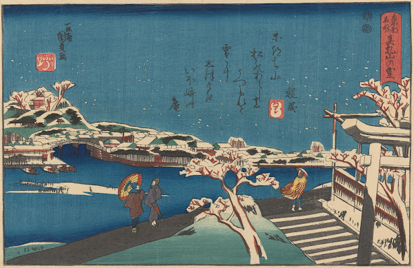 Snow Scene River and Figures ca 18501860