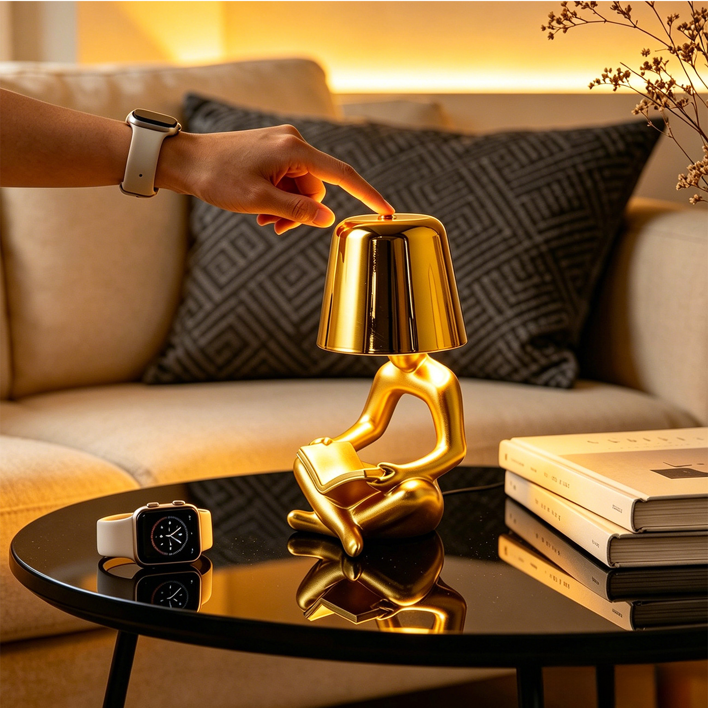 Abstrakte Leserfigur Tischlampe, mehrfarbig wählbar