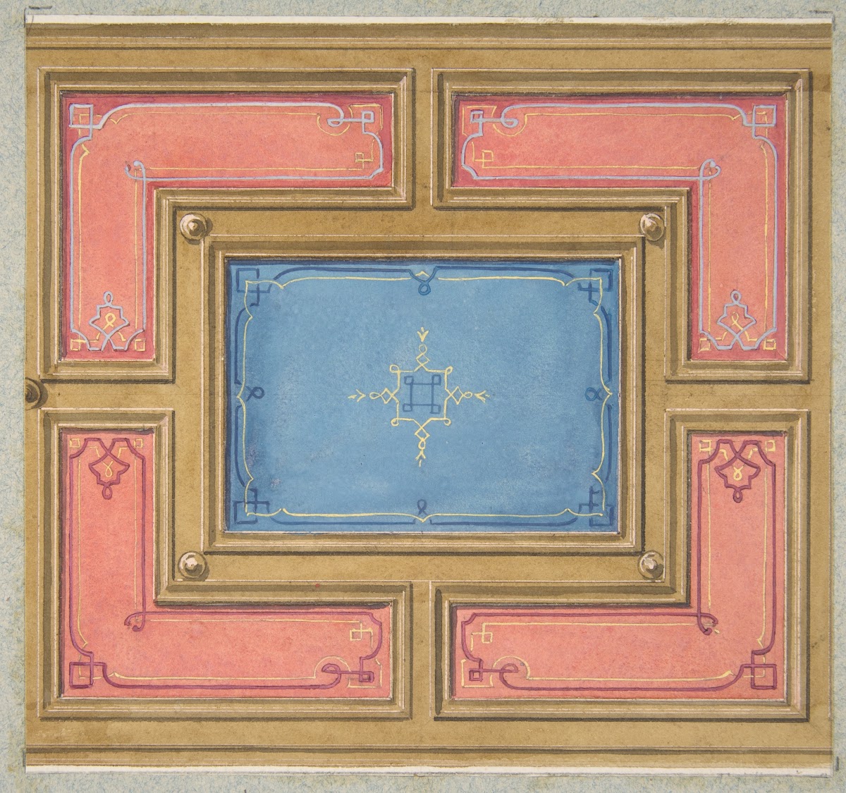 Design for a paneled ceiling 19th Century