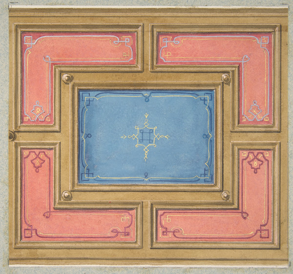 Design for a paneled ceiling 19th Century