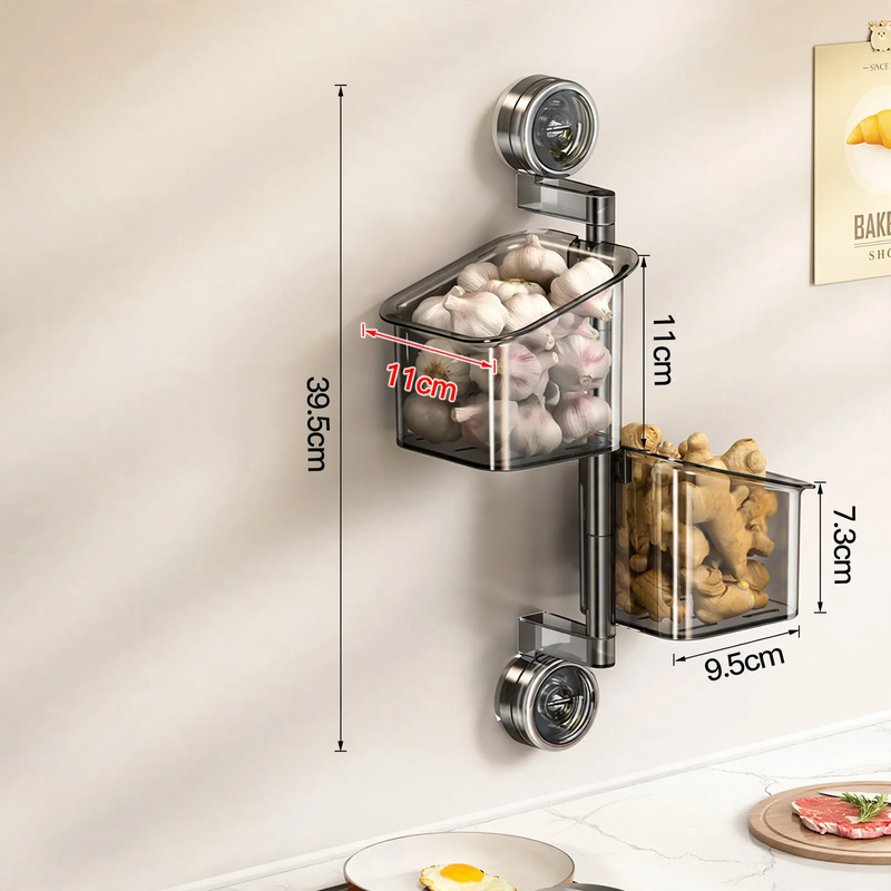 Rotating Kitchen Storage Rack with Suction Cup, Model 230-006-A